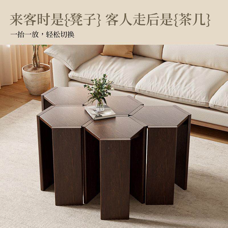 实木凳圆子家可叠餐桌椅加用厚组DZ0506合堆放叠叠凳边几凳茶几收