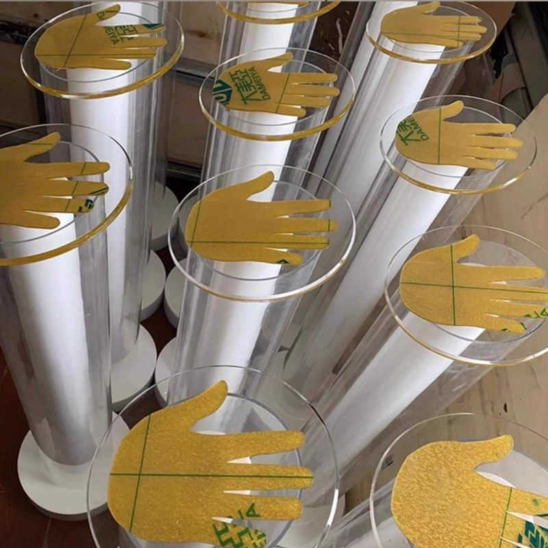 发光手印柱子亚克力启动仪式道具手掌启动器开幕庆典活动立柱定制图片