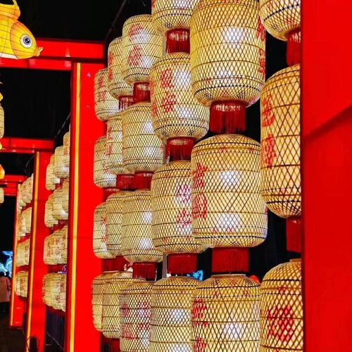 竹编传统油纸灯笼灯潮汕火锅店市井风定制复古户外防水小酒馆吊灯