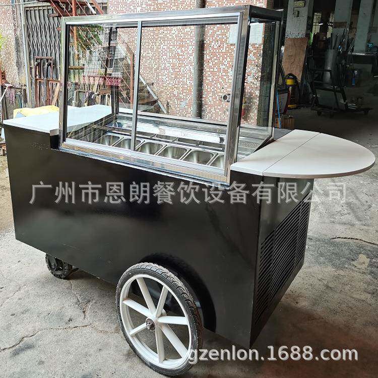厂家新款6盘雪糕车商用摆摊小车自助餐车户外冰淇淋流动车