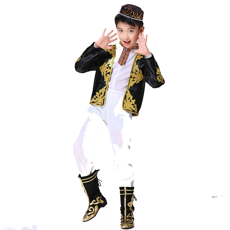 2026新款儿童男款维演出服新疆表演服乌孜别克族柯尔克孜族服装舞