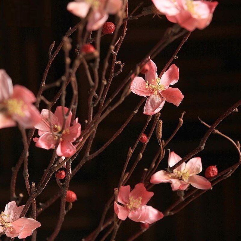 桃花 落地干花树枝树枝装饰干花枝干花花束真花干枝干花客厅装饰