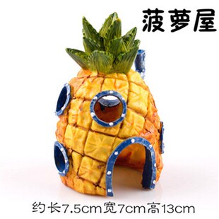 鱼缸造景珊瑚鱼虾躲避屋菠萝屋树桩飞机破船海绵宝宝海洋卡通水族