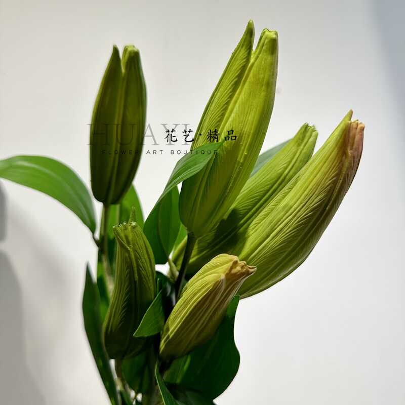 百合花骨朵仿真花假花摆设客厅餐桌装饰插花干花束塑料花艺摆件