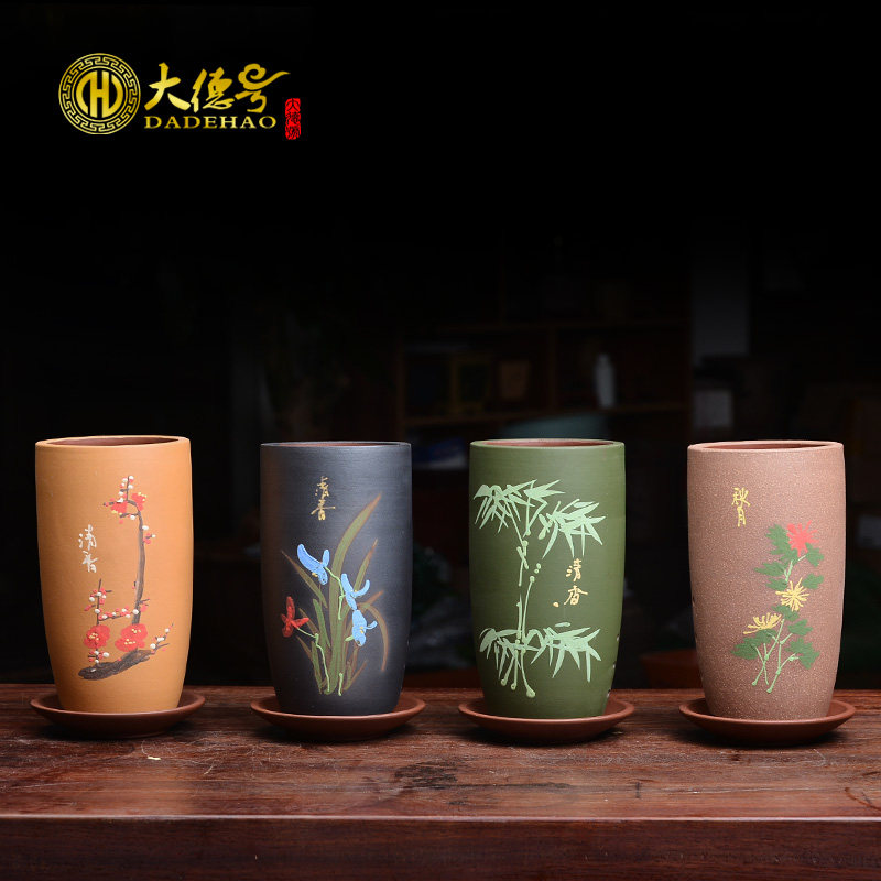 紫砂兰花盆室内盆栽绿植文竹花盆梅兰竹菊创意简约古典陶瓷花盆
