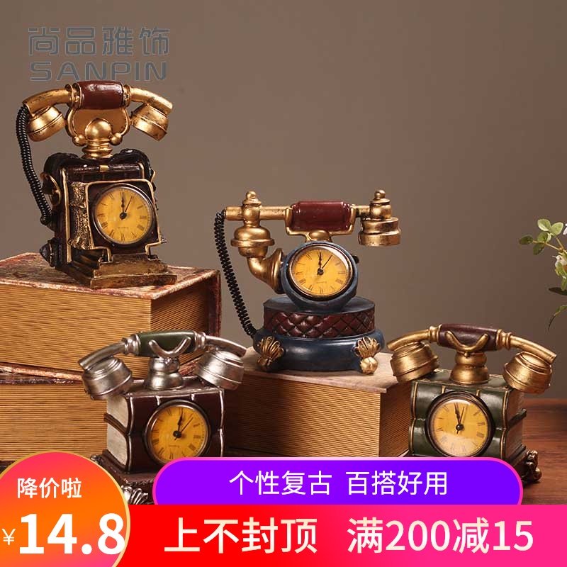 复古 老式电话机模型 服装店酒吧咖啡厅 怀旧摆件 橱窗陈列装饰品