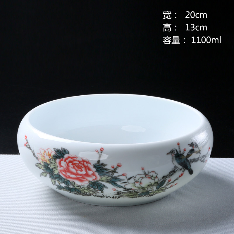 水养水培无孔陶瓷花盆大号纯白碗莲绿萝铜钱草富贵竹花盆多肉拼盘