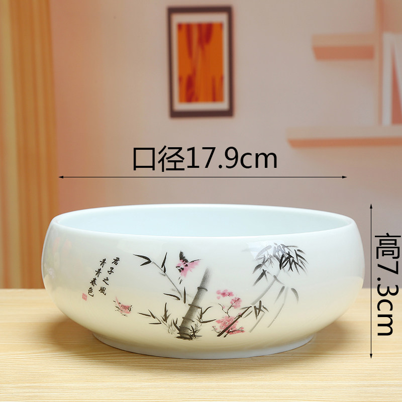 水仙花盆无孔铜钱草花盆白色碗莲盆睡莲水培花盆多肉拼盘花盆陶瓷