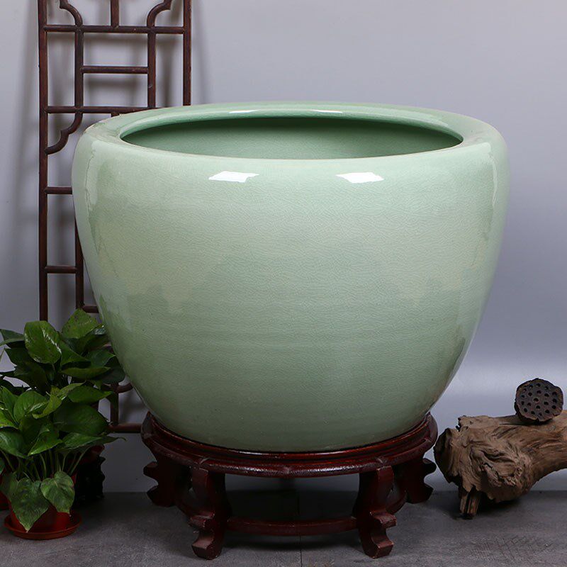 景德镇陶瓷裂纹釉鱼缸开片养金鱼缸乌龟缸睡莲盆荷花缸碗莲缸大号