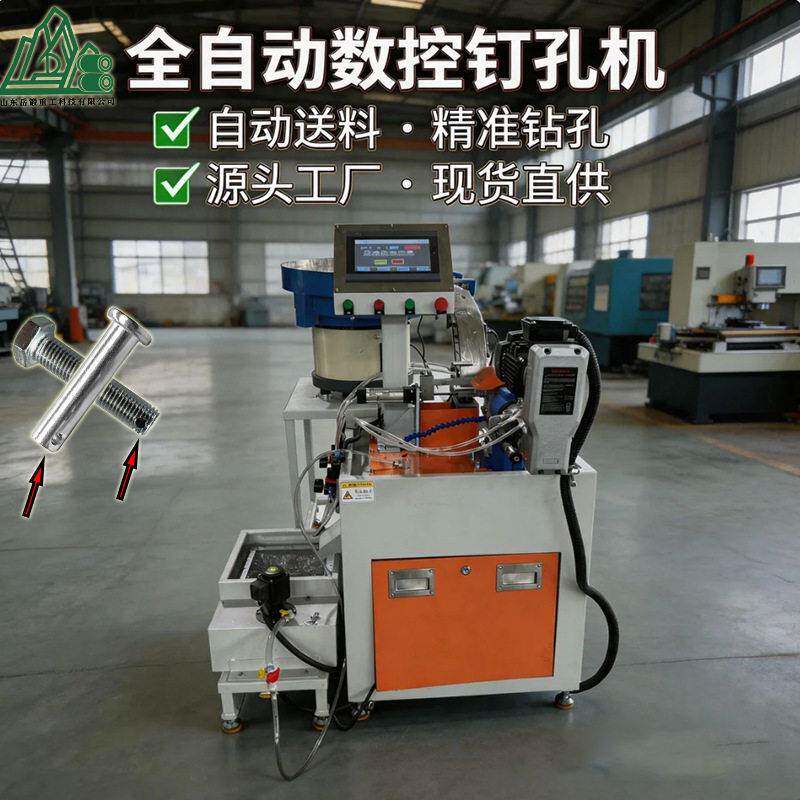 圆钢销轴管材自动进给钻孔加工机器五金配件打孔倒角机工业自动
