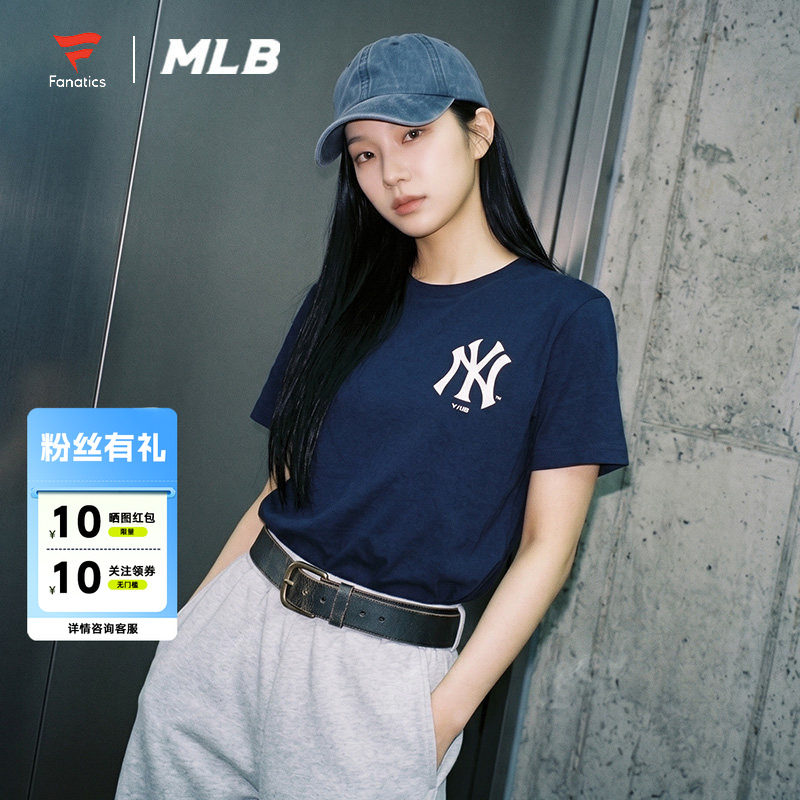 FANATICS x MLB联名款纽约洋基队潮流印花夏季短袖T恤女款经典NY图片