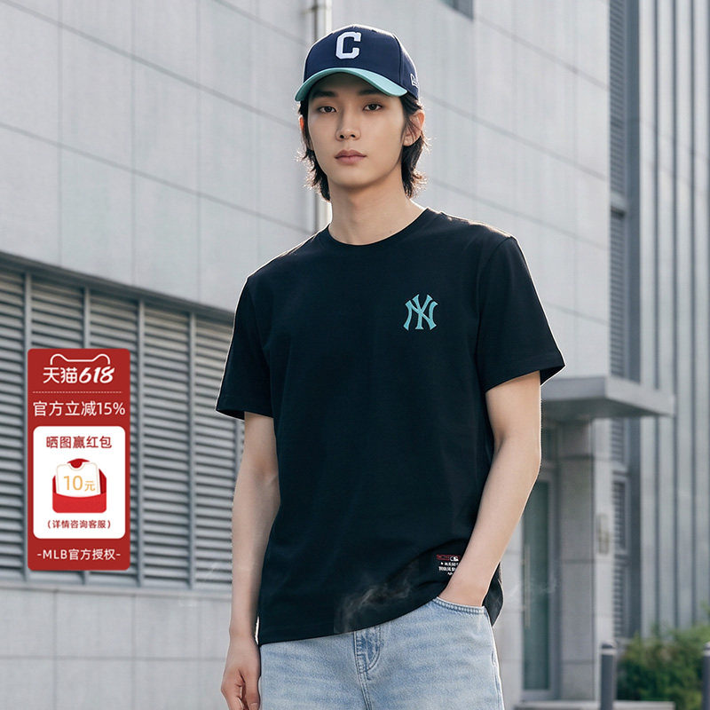 MLB x FANATICS联名款纽约洋基队舒适涂鸦休闲百搭T恤 男女同款