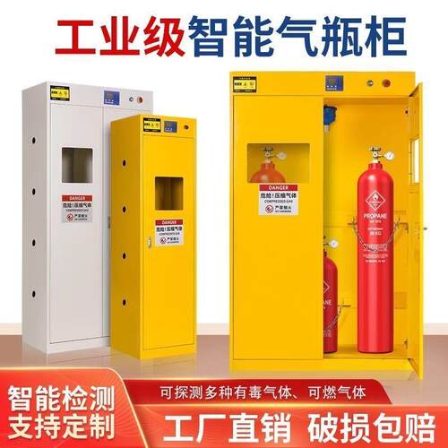 全钢防爆气瓶柜工厂车间瓦斯罐双瓶乙炔储存柜智能排风全钢气瓶柜