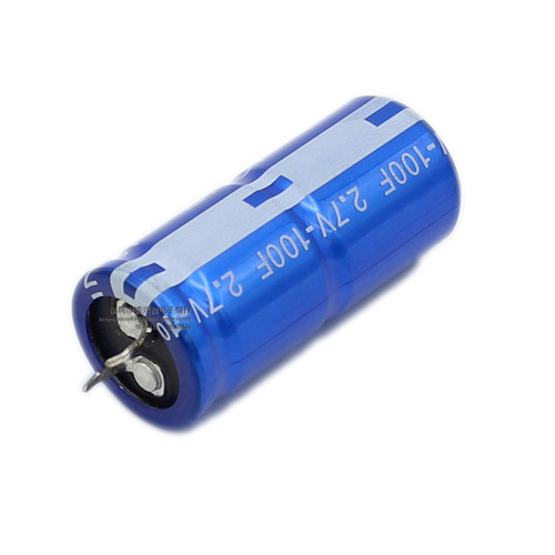 法拉电容 2.7V100F 100f/2.7伏 2R7牛角圆柱R型超级电容器22*45.5