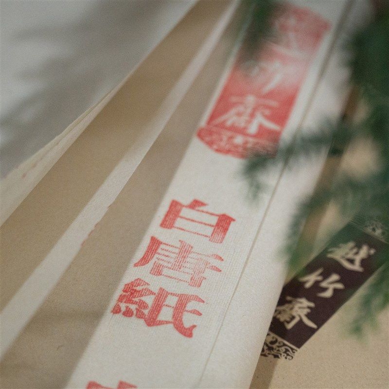 越竹斋竹纸白唐纸富阳元书纸书法用纸国画四分熟宣纸毛边纸练习