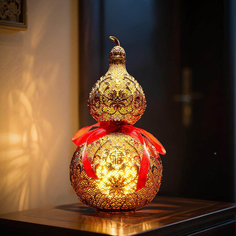彩铜金色〈花丝葫芦客〉铜葫家居厅办公室芦摆件开业乔迁花丝葫芦