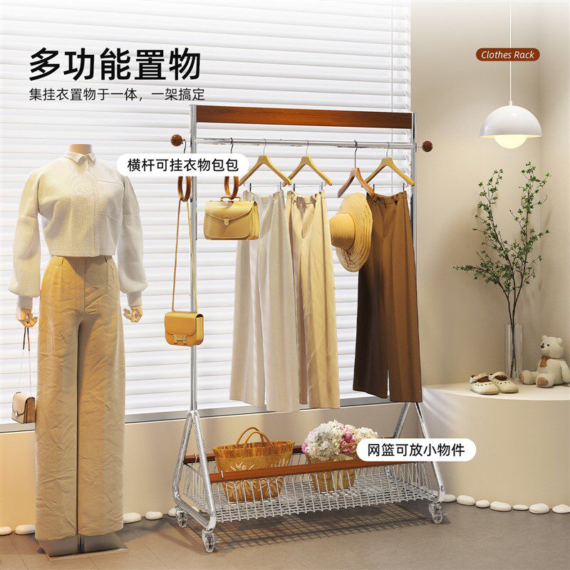 中古风服装店衣架展示架网红专用落地挂衣架组合女装店陈列货架子