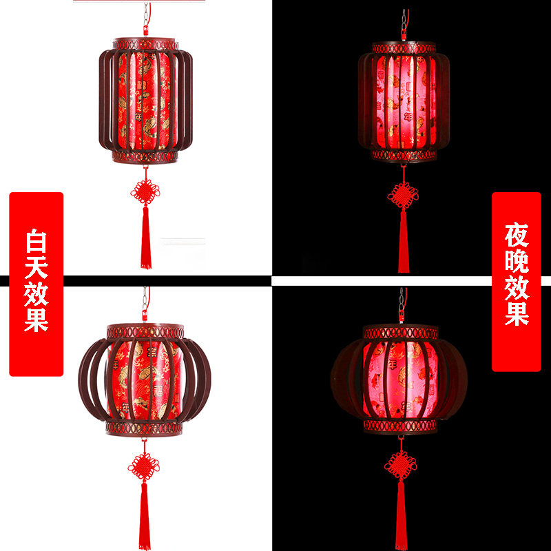 实木旋转灯笼客厅阳台茶楼装饰仿古典带电灯笼中式吊灯木制宫灯
