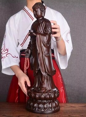 木雕摆件释迦牟尼实木质雕刻佛祖如来佛像阿弥陀佛黑檀木工艺礼品