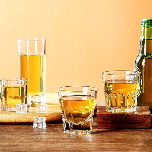 【20只】钢化杯玻璃啤酒杯八角杯KTV酒杯玻璃杯饭店用二两白酒杯