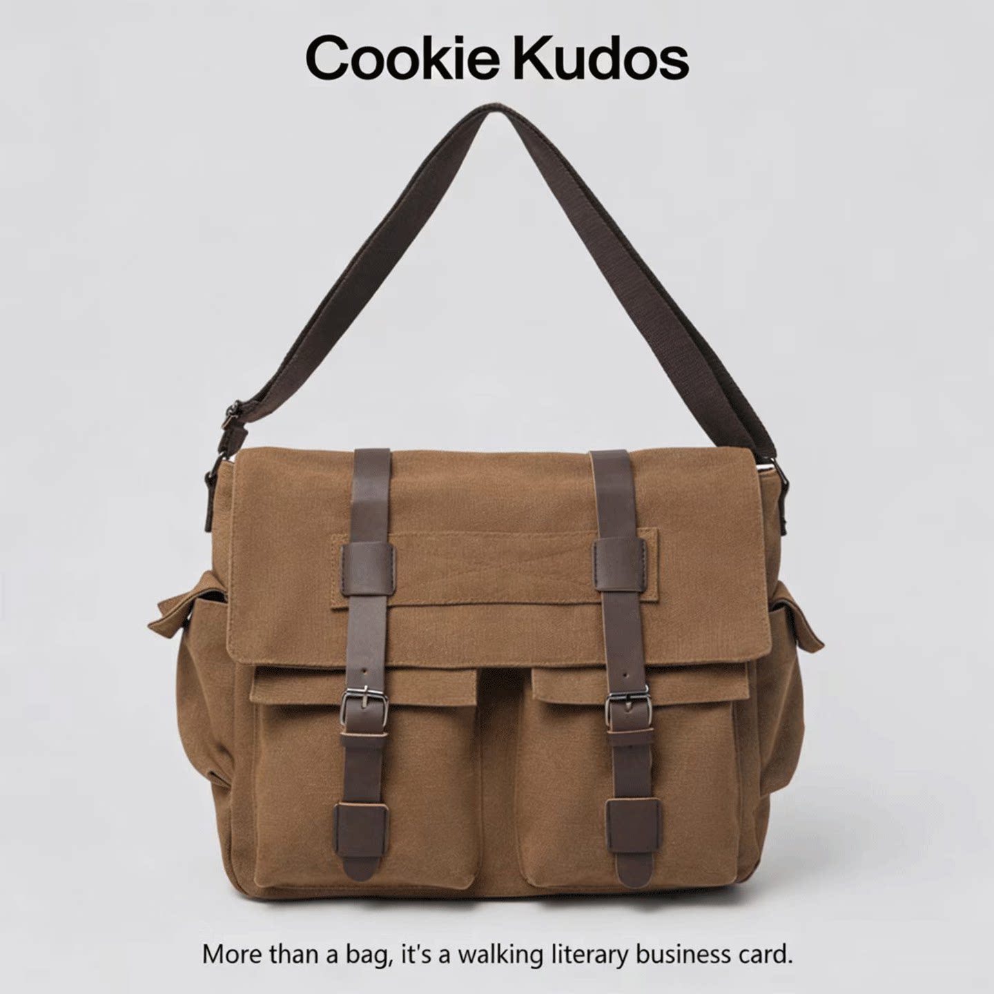 Cookie Kudos复古帆布邮差包男女多功能上课通勤大容量单肩斜挎包