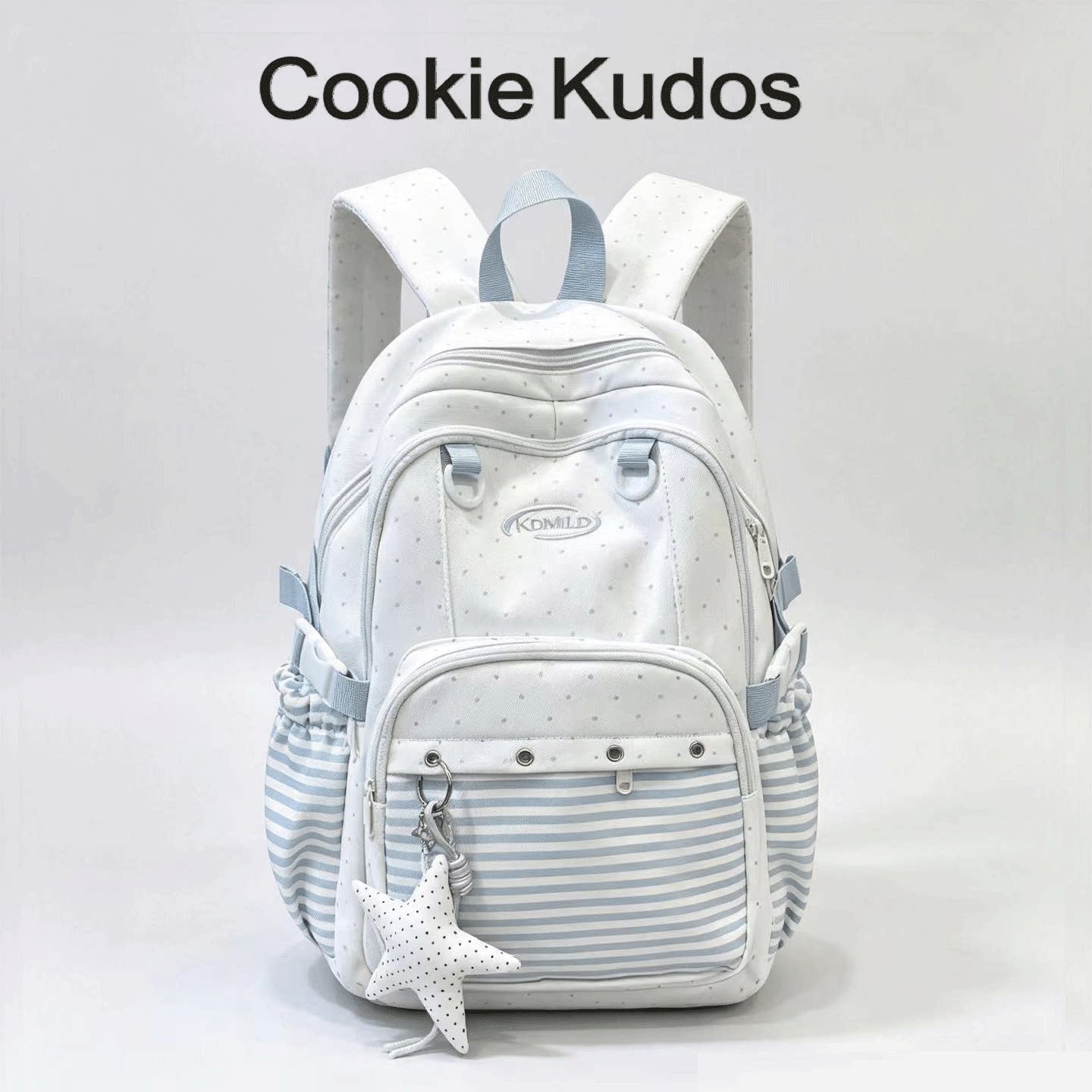Cookie Kudos甜美风双肩背包女学生书包大容量条纹波点百搭背包