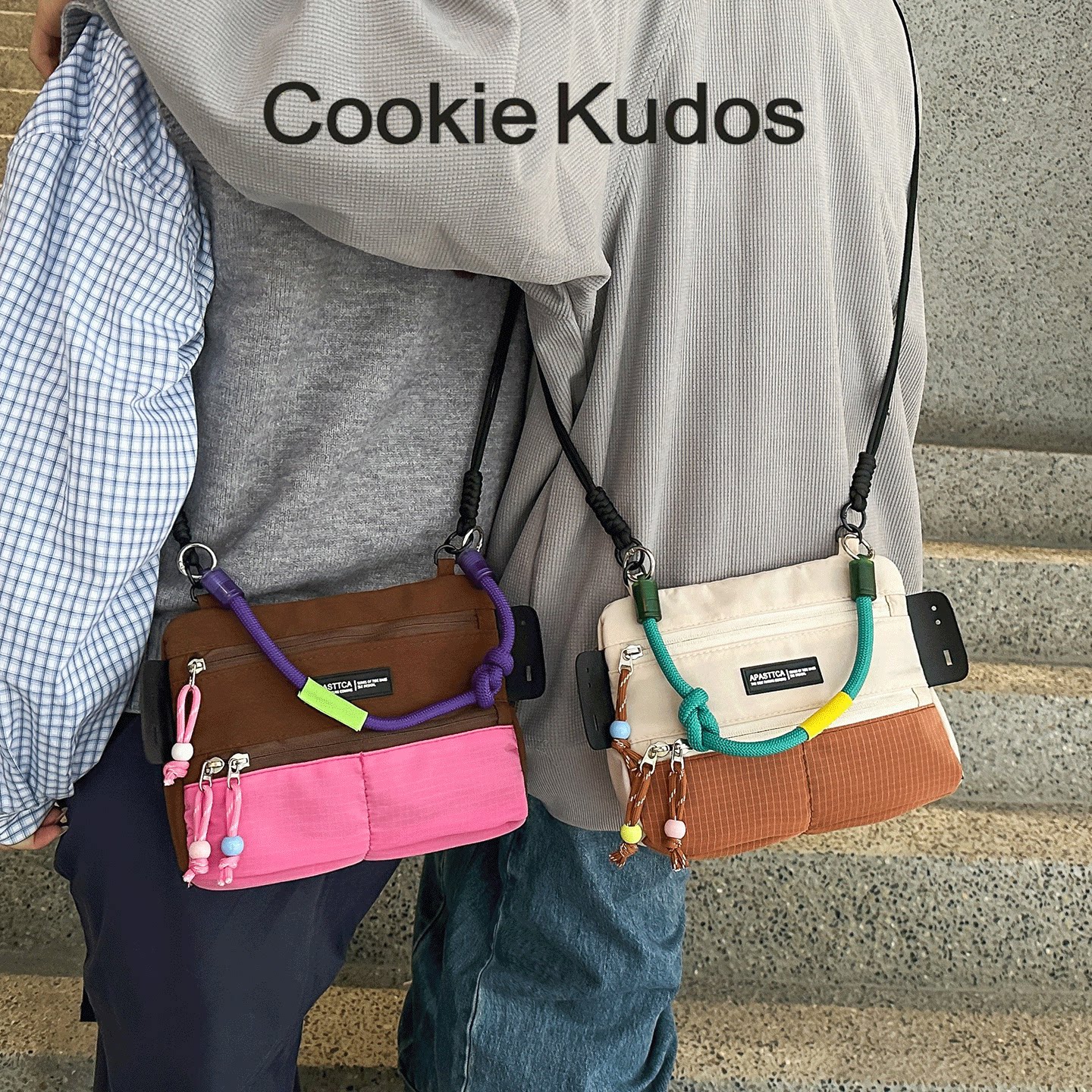 Cookie Kudos小众设计撞色拼接手机包男女斜挎包潮牌零钱包单肩包