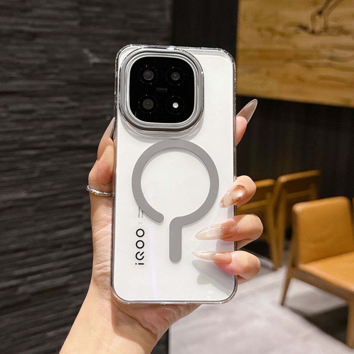 适用IQOO15手机磁吸壳透明防摔外壳亲肤问号pc保护套超轻薄简约