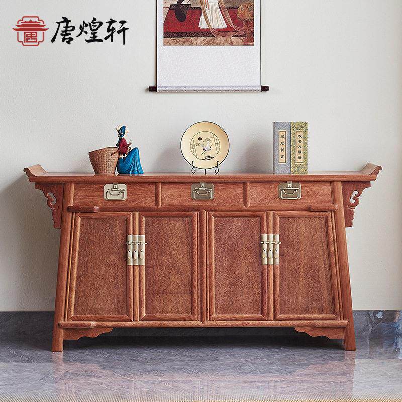 红木家具大果紫檀三联橱中式门厅玄关柜多功能餐边柜缅甸花梨橱柜