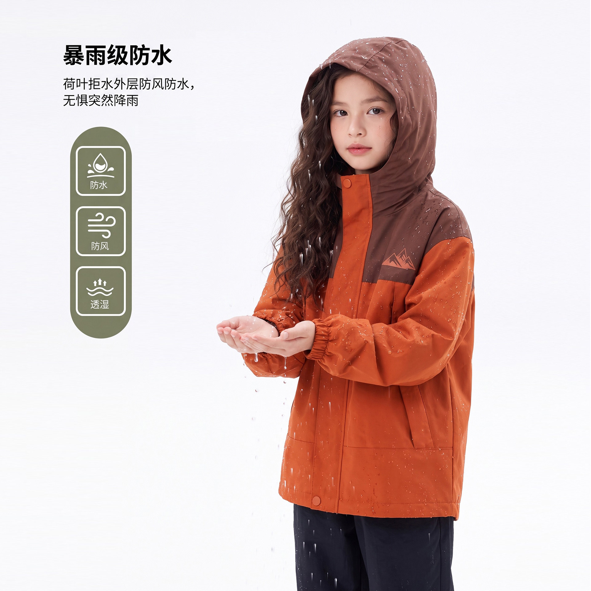 女童春秋装连帽冲锋衣三合一防风儿童冲锋衣