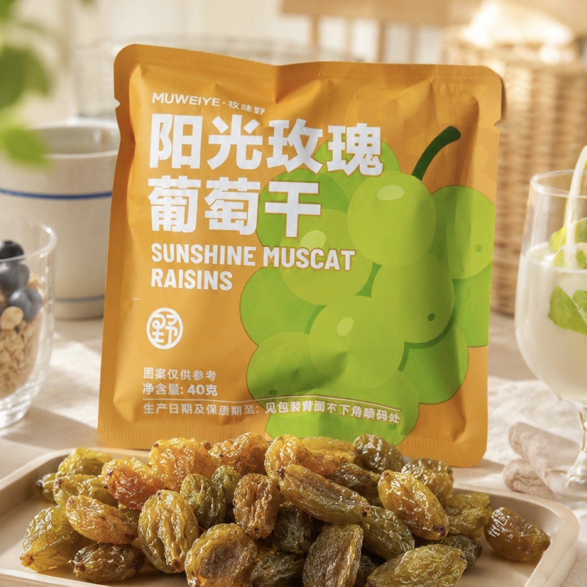 牧味野新疆特产阳光玫瑰葡萄干清甜果肉厚实独立小包装办公室零食