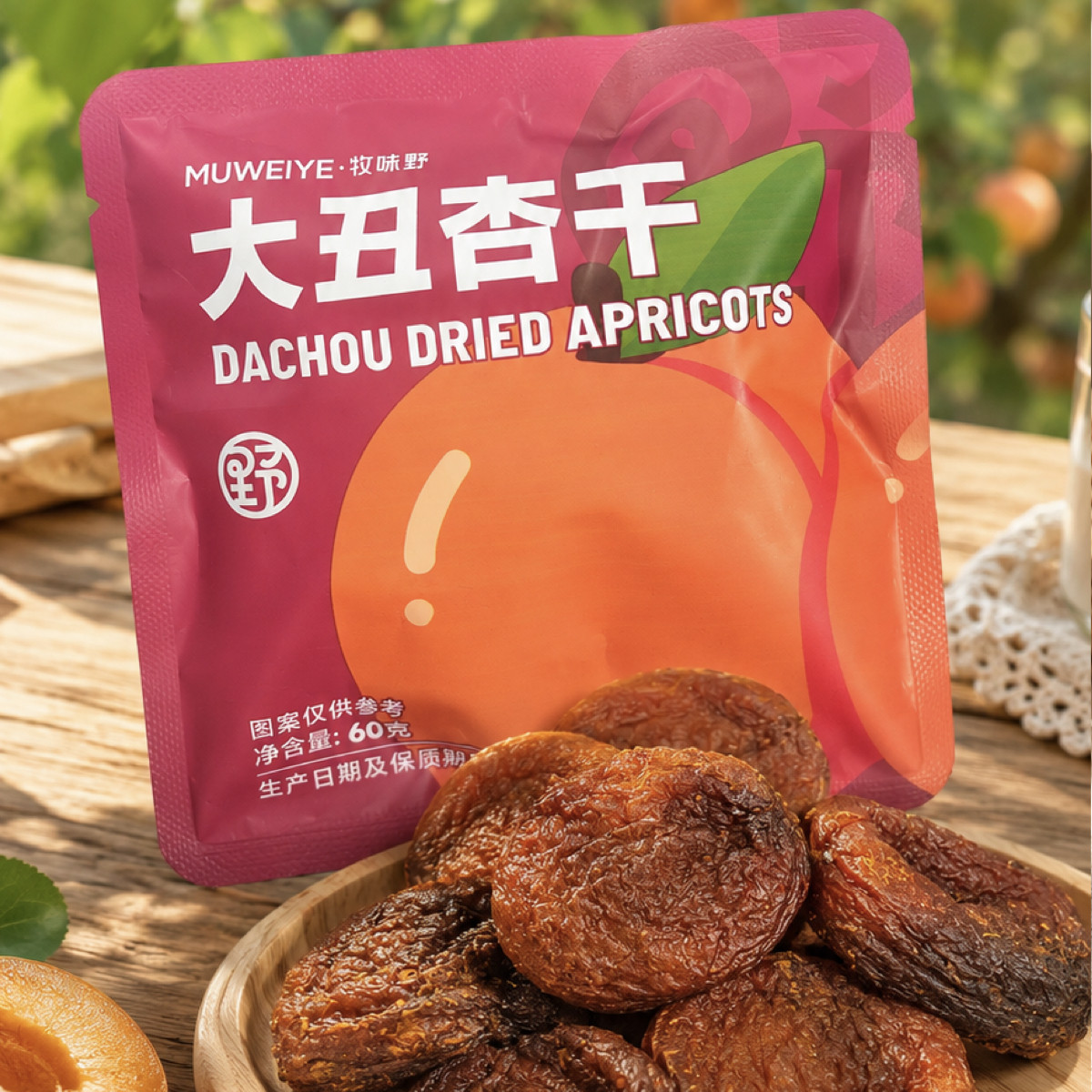牧味野 新疆特产大丑杏干 肉厚无核办公室零食独立小包装孕妇解馋