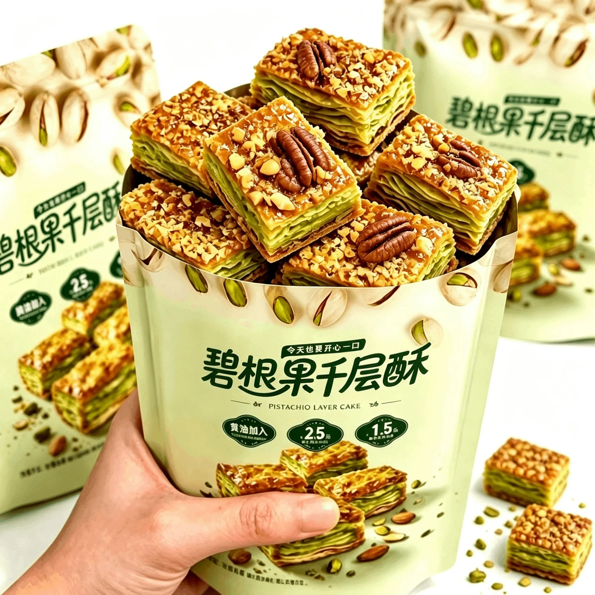 扁桃仁千层酥碧根果袋装酥脆澳门同款饼干休闲下午茶点心解馋零食