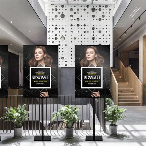 双面kt板展架海报架子户外立式落地广告挂画支架水牌伸缩展示架