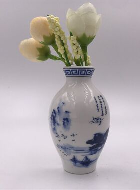 青花瓷花瓶陶瓷工艺品冰箱贴创意磁铁仕女图中国特色商务