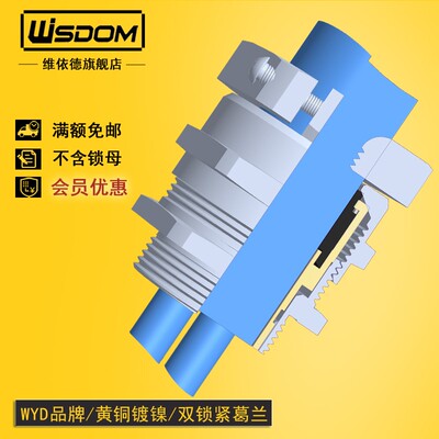 金属双锁紧电缆防水接头 M12-M63外螺纹现货供WYD抗拉密封葛兰头