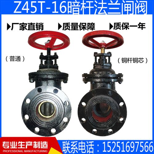 Z45T-16暗杆铸铁法兰闸阀铜芯杆手动闸板阀DN40 50 65