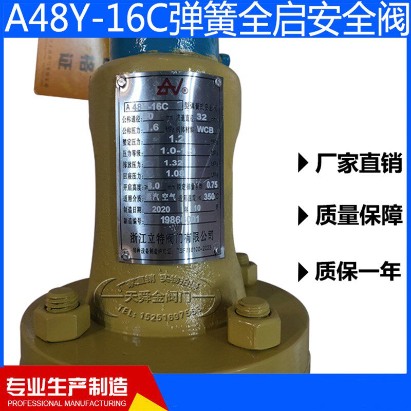A48Y-16C铸钢法兰全启弹簧式安全阀锅炉高温蒸汽专用包邮DN254050