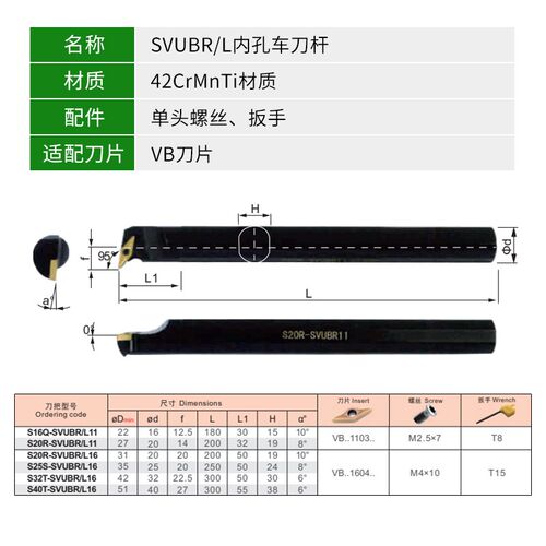 数控车床刀具菱形刀片内孔车刀杆93度SVUBR/LS16Q/S20R/S25S/S32T