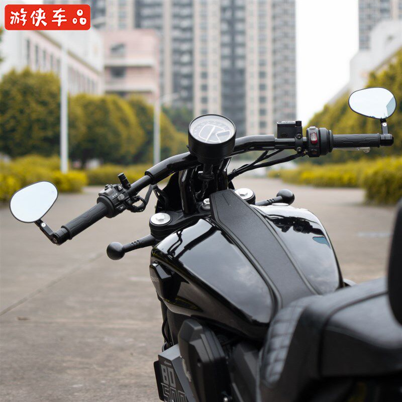 奔达黑旗500改装哈雷风方向把一字加粗车把高强度后倾方向把手把