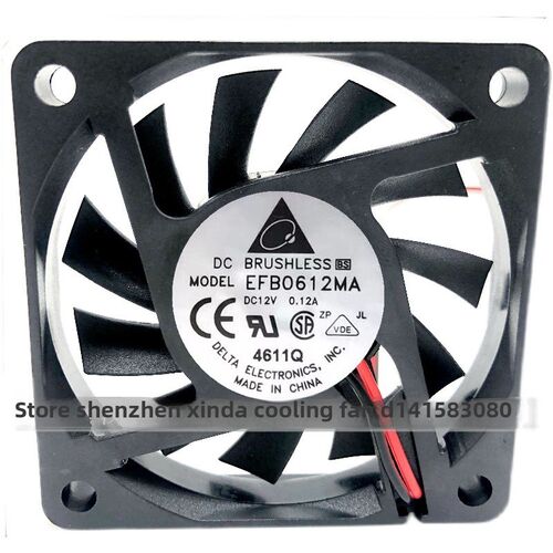 原始Delta 6cm 6010 12V 0.12A Efb0612Ma超安静超薄Cpu冷却风扇