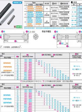 SFRWS PSFRWS SSFRWS HFRWS4 5 6 8 10 12 15 20 25-L-M-N-SC转轴