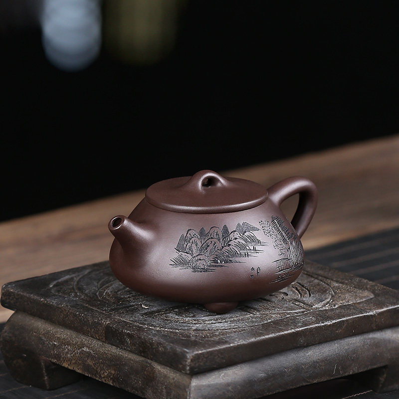 宜兴紫砂壶全手工茶壶原矿紫泥泡茶壶景舟石瓢壶功夫茶具套装茶壶