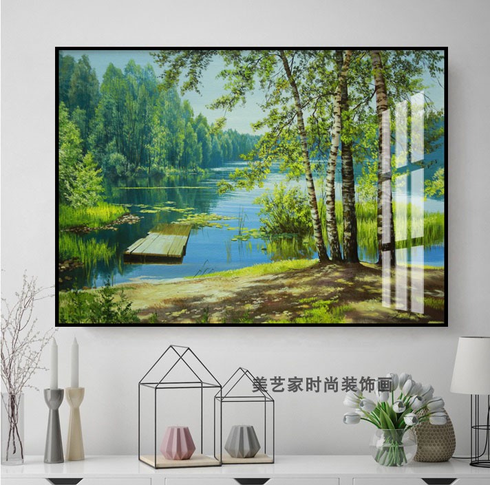 田园风格装饰画餐厅画横版单幅油画风景壁画饭厅挂画客厅走廊墙画