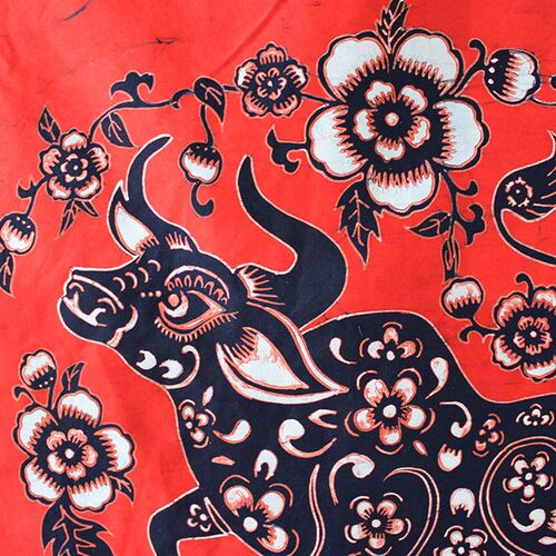 蜡染画云南民族手工挂画客厅餐厅装饰背景布中式布艺壁挂牛气冲天