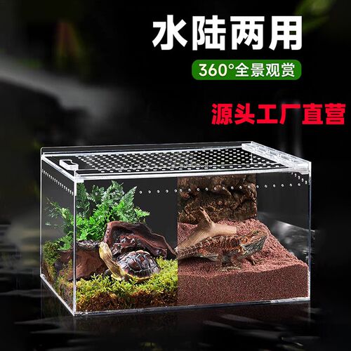 爬宠饲养箱亚克力寄居蟹饲养盒守宫蜘蛛角蛙生态雨林缸造景透明