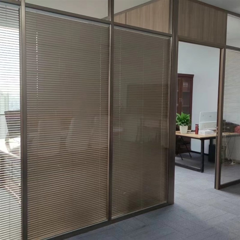 深圳广州办公室高隔简约写字楼铝合金单双层百叶隔墙全景钢铝玻璃