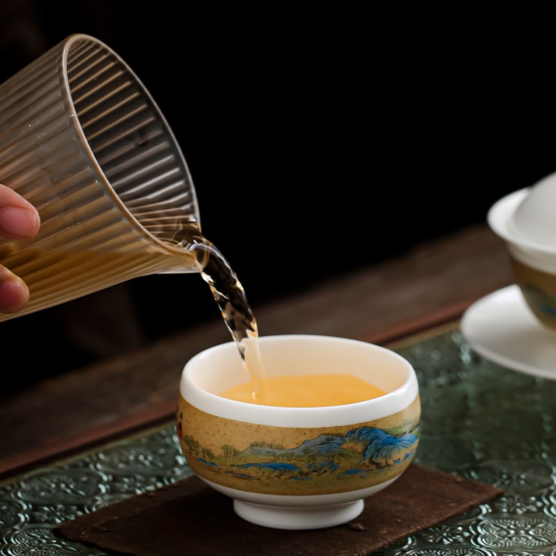 陶瓷主人杯茶杯个人专用高档品茗杯功夫茶具闻香杯办公室喝茶单杯