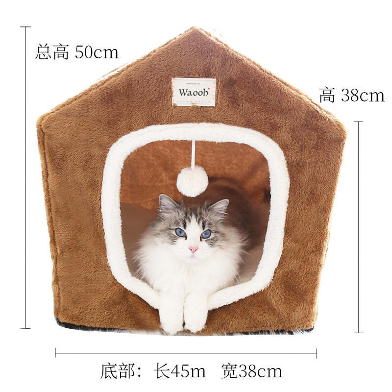猫窝可拆洗宠物猫房子冬季保暖猫别墅封闭式猫帐篷深度睡眠小狗窝