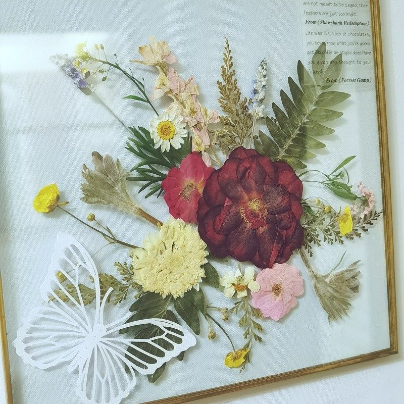 轻奢金边画框玻璃相框手作乡村压花押花干花壁饰摆件民宿艺术相框